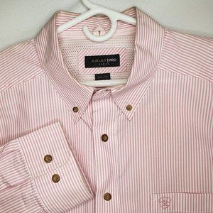Ariat Pro L/S Button Up Pink Stripped Shirt 2XL